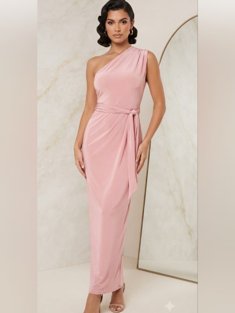 Club‎ L London One Shoulder Salmon Maxi Dress Size Large-SALE!!
